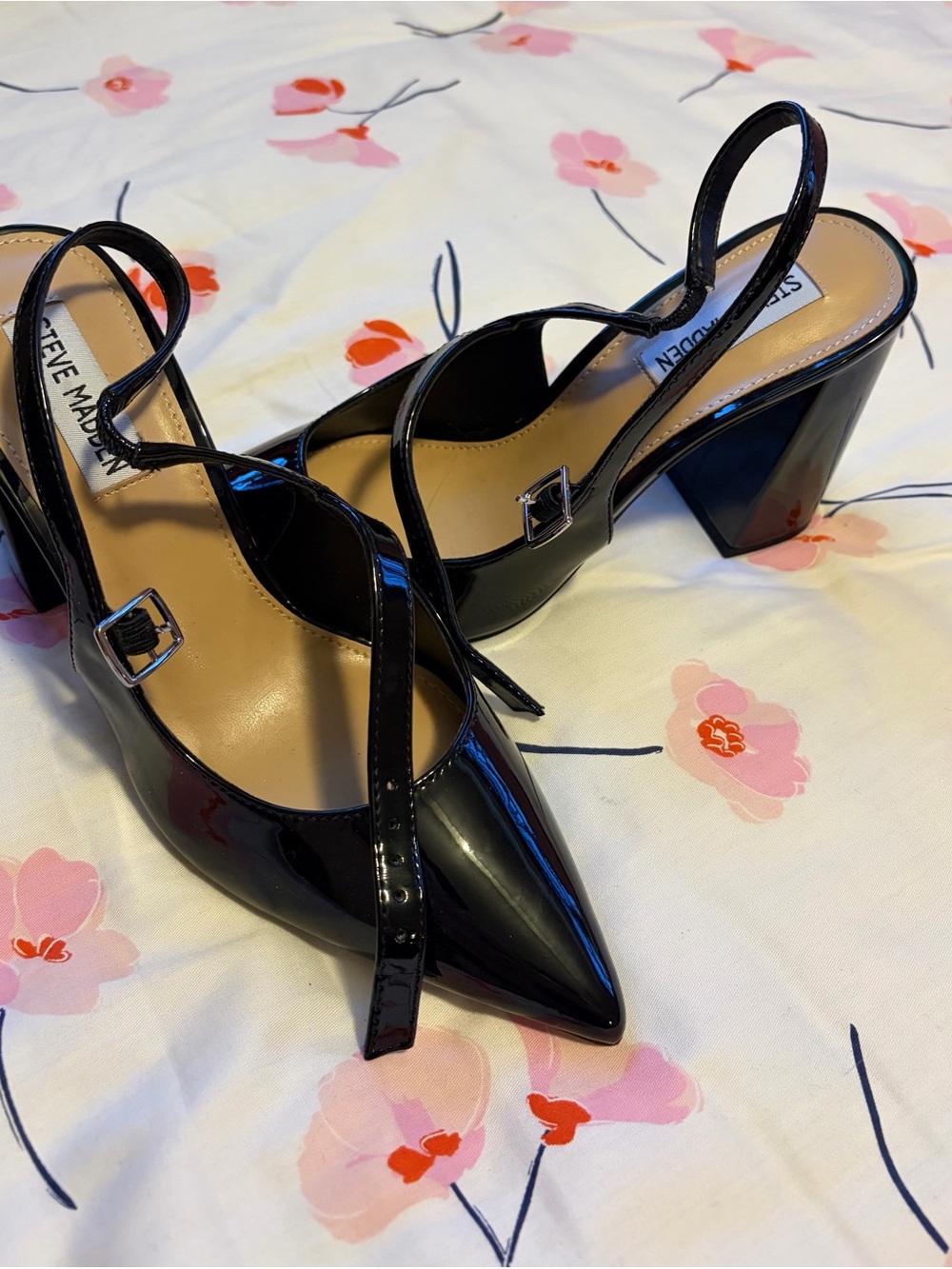 Steve Madden Black Patent Slingback Pump
